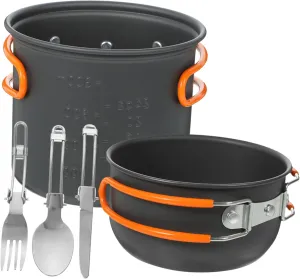 Outdoor Picnic Cookware 1 Set Camping Pot Set Lightweight Aluminum Cookware Hiking Supplies Kit
