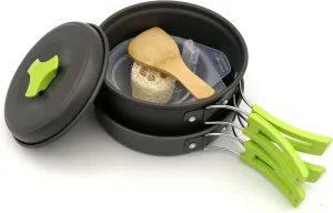 Outdoor Portable Aluminium Camping Set, Frying Pan and Cooking Pot, Suitable for 2 People