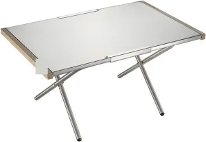 Outdoor Portable Large Steel Folding Table with Bamboo Top, Adjustable Legs for Camping & BBQ