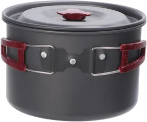 Outdoor Single Cooking Pot Aluminum Alloy Camping Cookware Hard Surface Grey