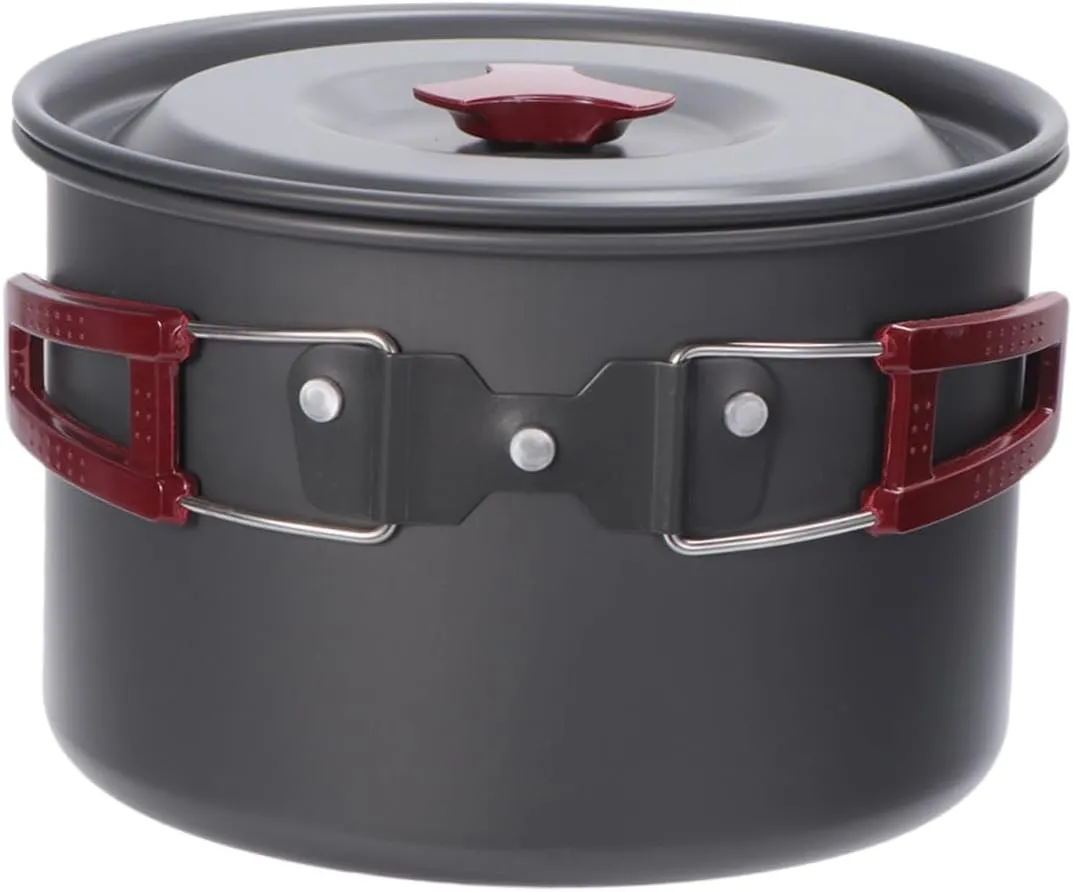 Outdoor Single Cooking Pot Aluminum Alloy Camping Cookware Hard Surface Grey