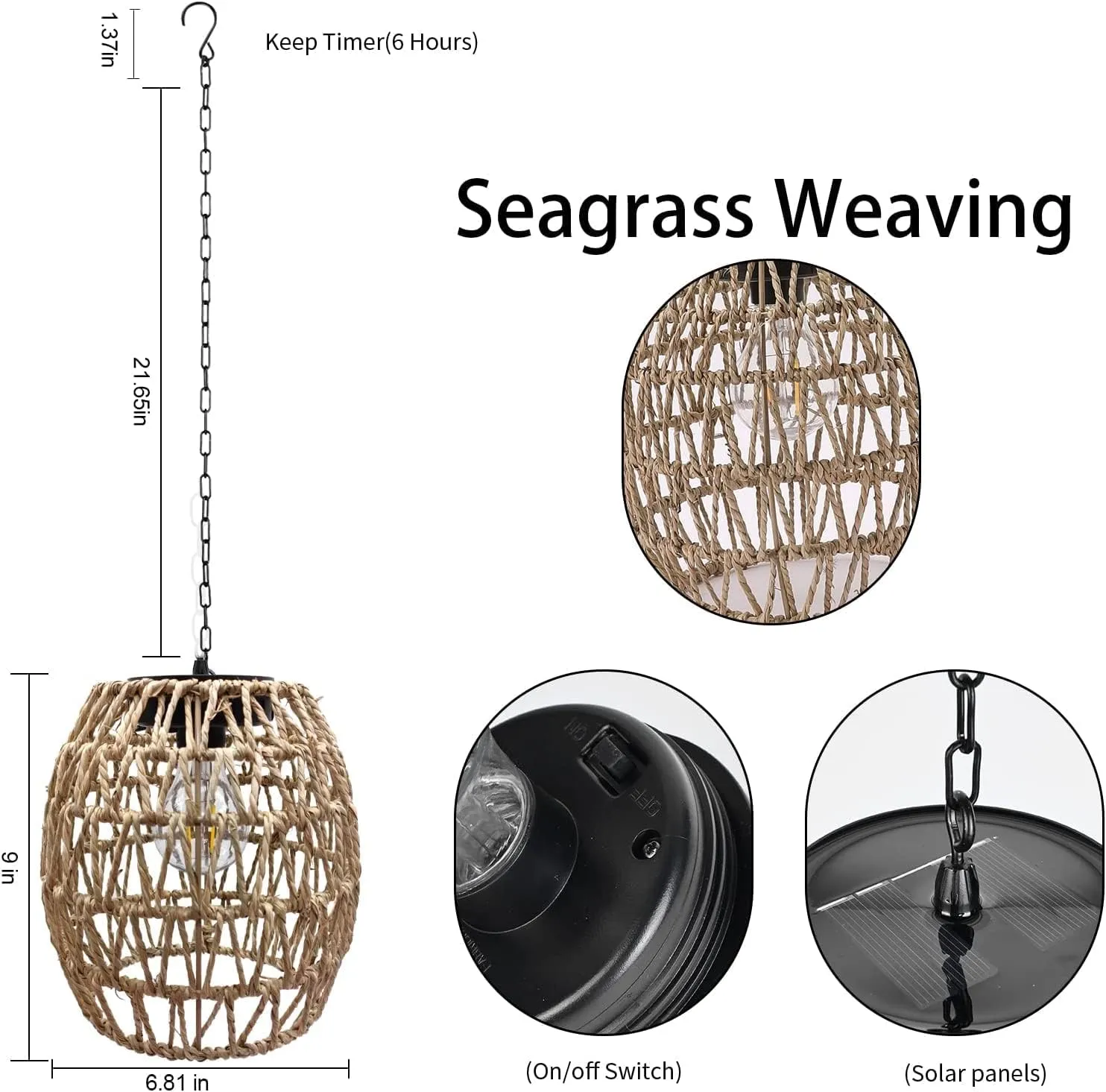 Outdoor Solar Hanging Lantern, Rattan Outdoor Chandelier Solar Chandelier Outdoor Outdoor Chandelier for Gazebo Solar Powered Hanging Lamp for Hallway Garden Patio Gazebo