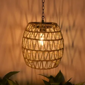 Outdoor Solar Hanging Lantern, Rattan Outdoor Chandelier Solar Chandelier Outdoor Outdoor Chandelier for Gazebo Solar Powered Hanging Lamp for Hallway Garden Patio Gazebo