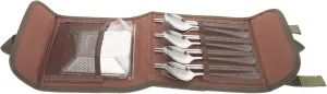 Outdoor Stainless Steel Cutlery Set Portable Picnic Utensils with Spoon Fork Chopsticks and Plate Includes Carry Bag for Camping and Travel Use Silver Random Color