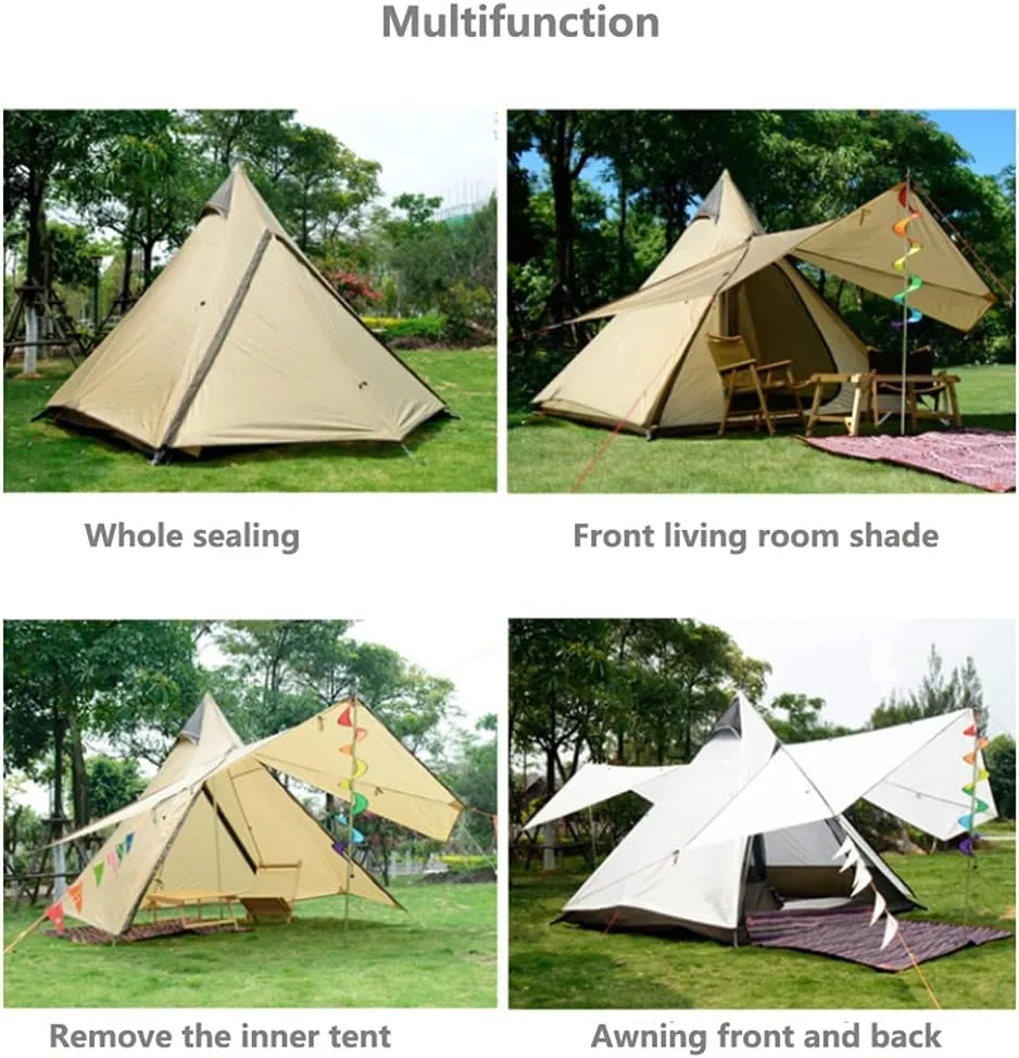 Outdoor Waterproof 4 Personen Yurt Bell Tent Family Teepee Tent Double Layers Indian Tipi Tent Suitable for Truck Camping Hiking Holidays