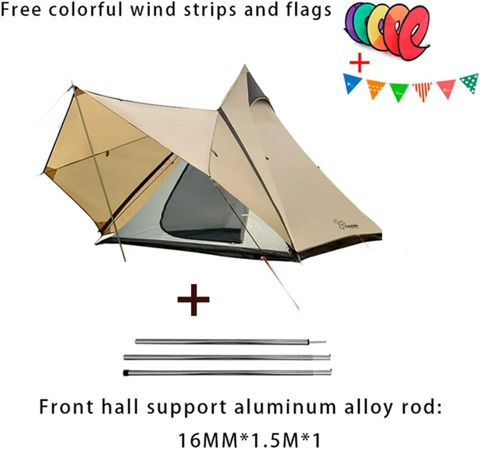 Outdoor Waterproof 4 Personen Yurt Bell Tent Family Teepee Tent Double Layers Indian Tipi Tent Suitable for Truck Camping Hiking Holidays