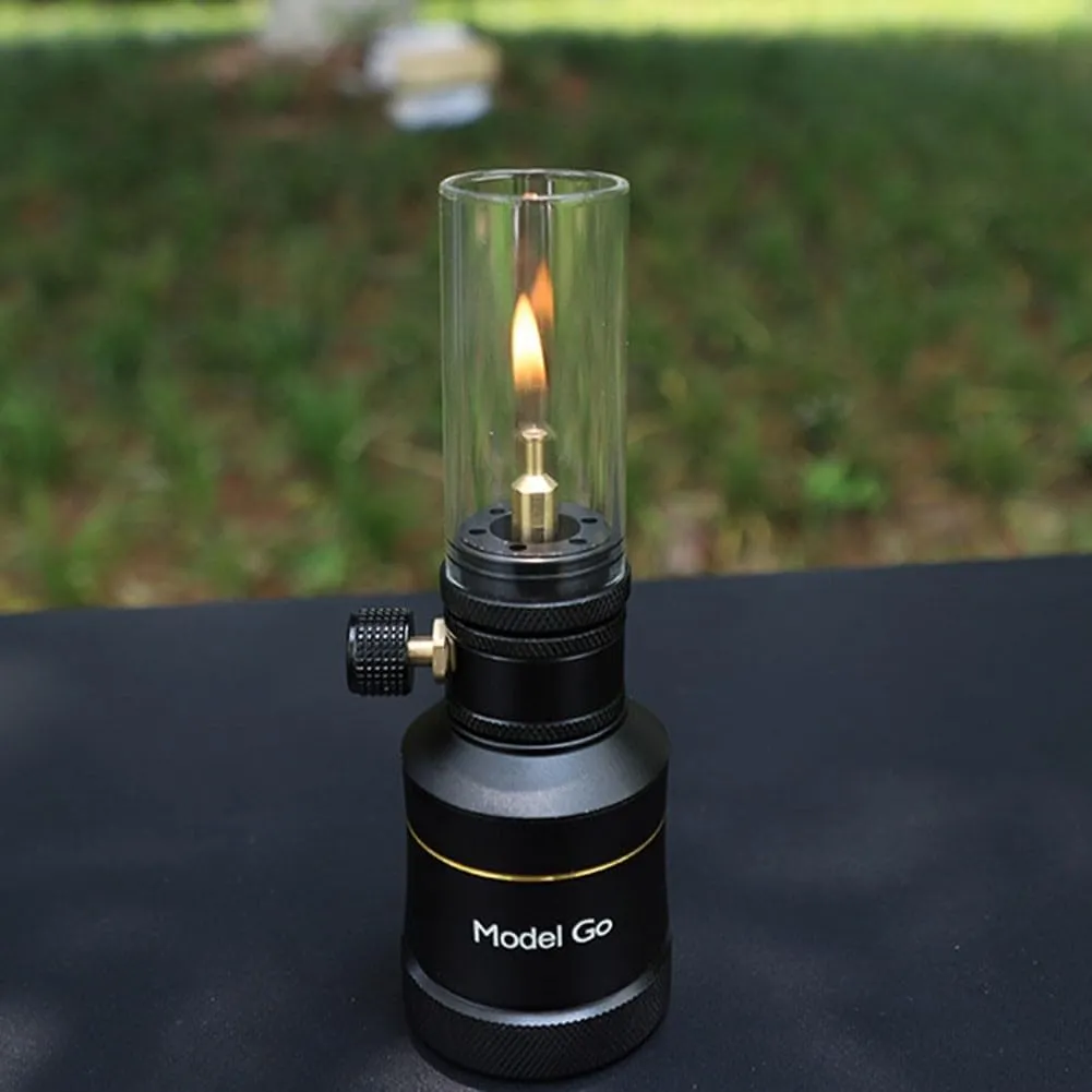 Outdoor Windproof Gas Candle Lantern Tent Light For Backpacking Hiking Fishing, Green