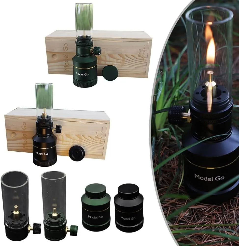 Outdoor Windproof Gas Candle Lantern Tent Light For Backpacking Hiking Fishing, Green