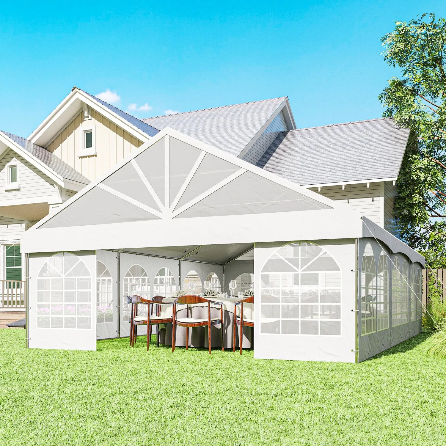 Outsunny 20' X 30' Heavy Duty Party Tent Outdoor Canopy With Carry Bags