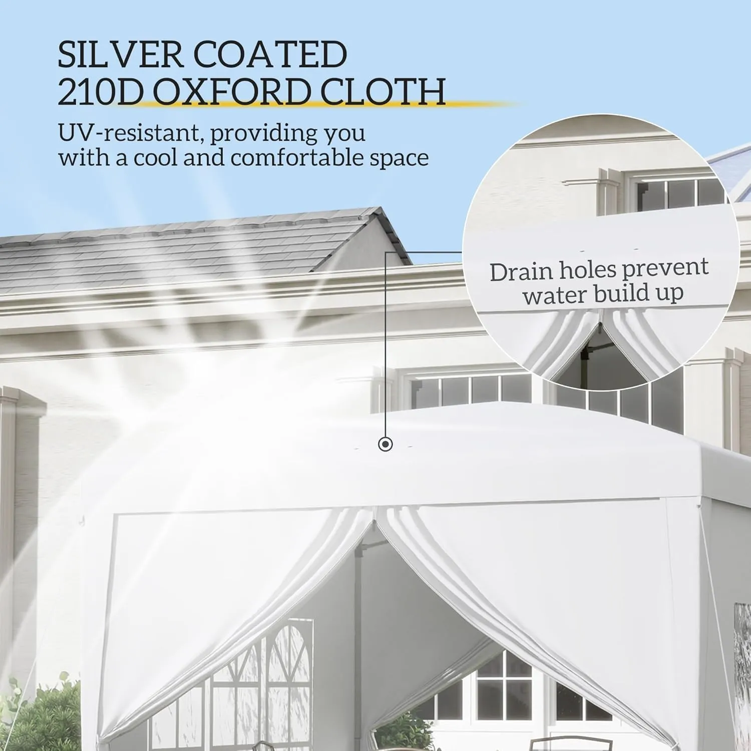 Outsunny 3 x 3(m) Pop Up Gazebo, Water and UV Resistant Party Tent Camping Canopy Marquee with Carry Bag, White