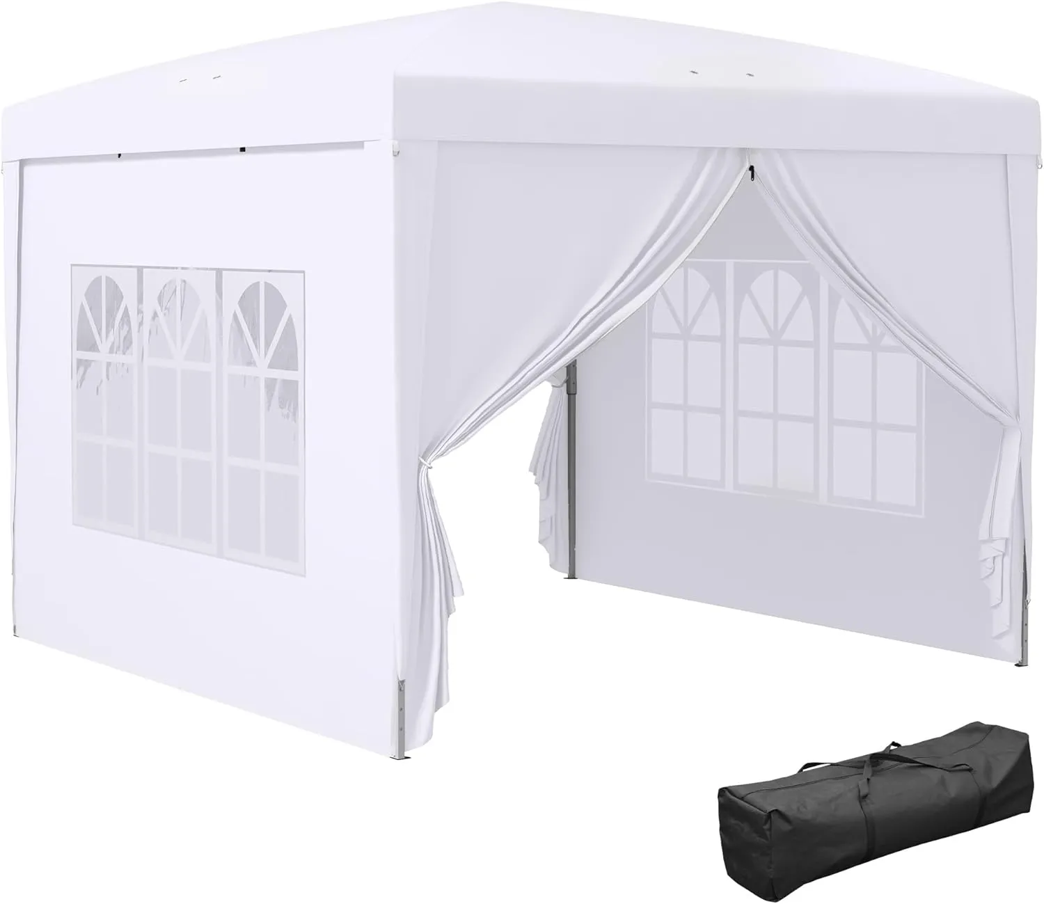 Outsunny 3 x 3(m) Pop Up Gazebo, Water and UV Resistant Party Tent Camping Canopy Marquee with Carry Bag, White