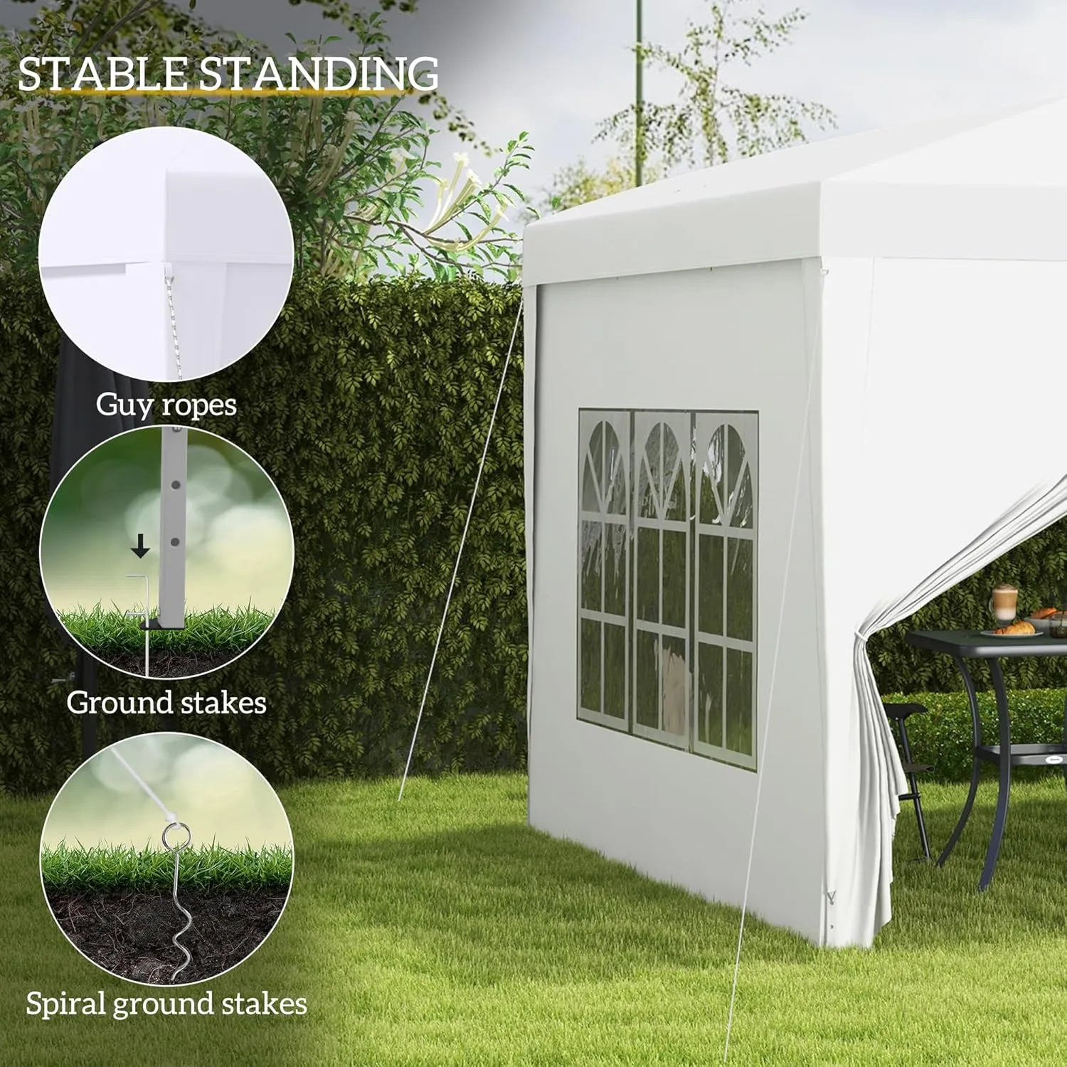 Outsunny 3 x 3(m) Pop Up Gazebo, Water and UV Resistant Party Tent Camping Canopy Marquee with Carry Bag, White