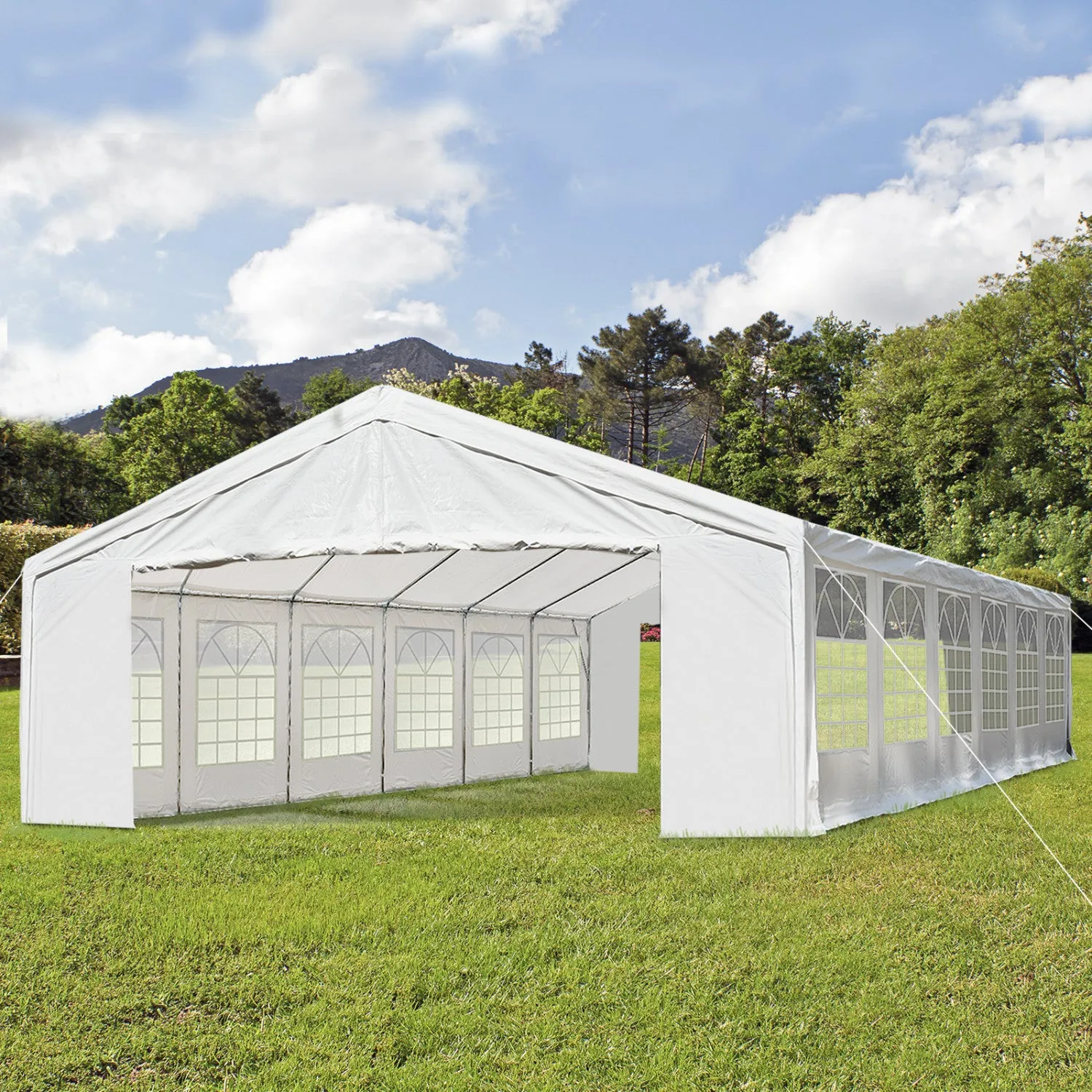 Outsunny 40' X 20' Large Outdoor Party Event Tent Patio Gazebo Canopy With Removable Sidewall, White|Outsunny 40 'x 20 'grande Tente Exterieure Pour Evenement De Fete Patio Gazebo Auvent Avec Paroi Amo