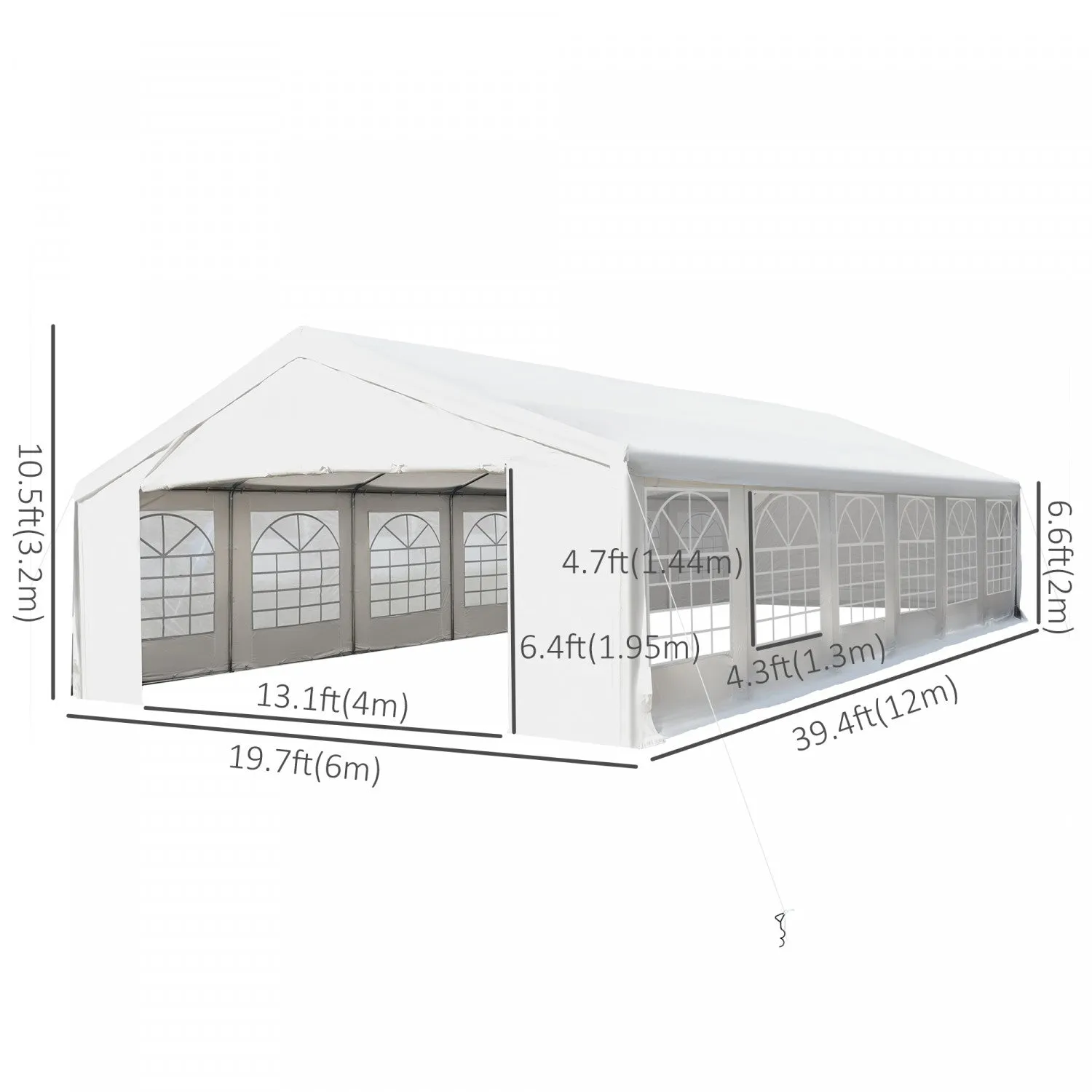 Outsunny 40' X 20' Large Outdoor Party Event Tent Patio Gazebo Canopy With Removable Sidewall, White|Outsunny 40 'x 20 'grande Tente Exterieure Pour Evenement De Fete Patio Gazebo Auvent Avec Paroi Amo