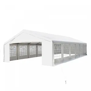 Outsunny 40' X 20' Large Outdoor Party Event Tent Patio Gazebo Canopy With Removable Sidewall, White|Outsunny 40 'x 20 'grande Tente Exterieure Pour Evenement De Fete Patio Gazebo Auvent Avec Paroi Amo