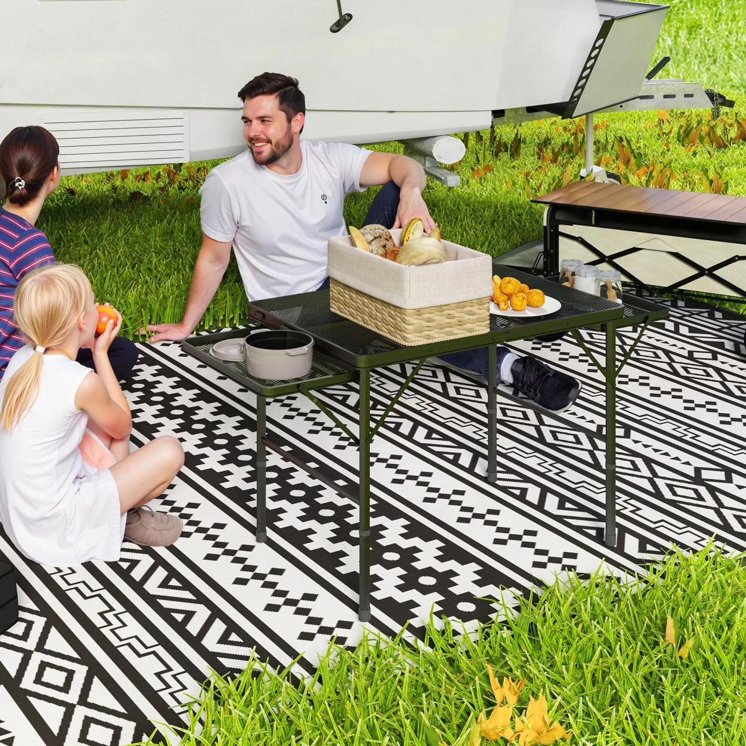 Outsunny 4.5ft Folding Grill Table, Height Adjustable Camping Table