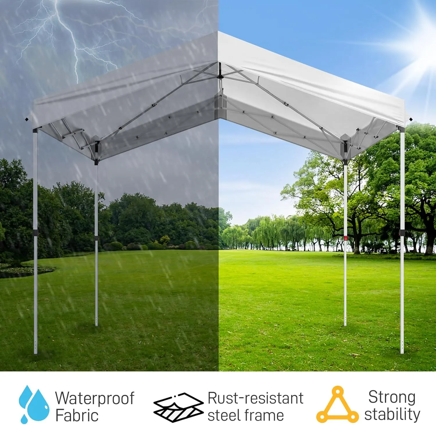 Outvita 10x10ft Instant Pop-Up Outdoor Canopy Tent, Portable Commercial Party with One Button Push Center Lock for Wedding, Birthday & BBQ Event Shelter with Convenient Carry Bag