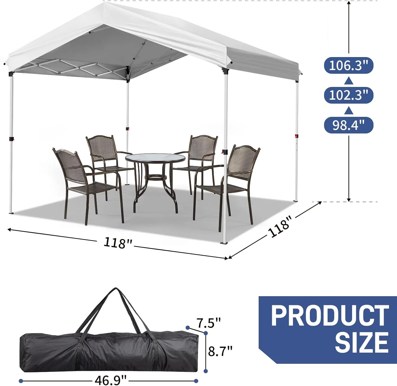 Outvita 10x10ft Instant Pop-Up Outdoor Canopy Tent, Portable Commercial Party with One Button Push Center Lock for Wedding, Birthday & BBQ Event Shelter with Convenient Carry Bag