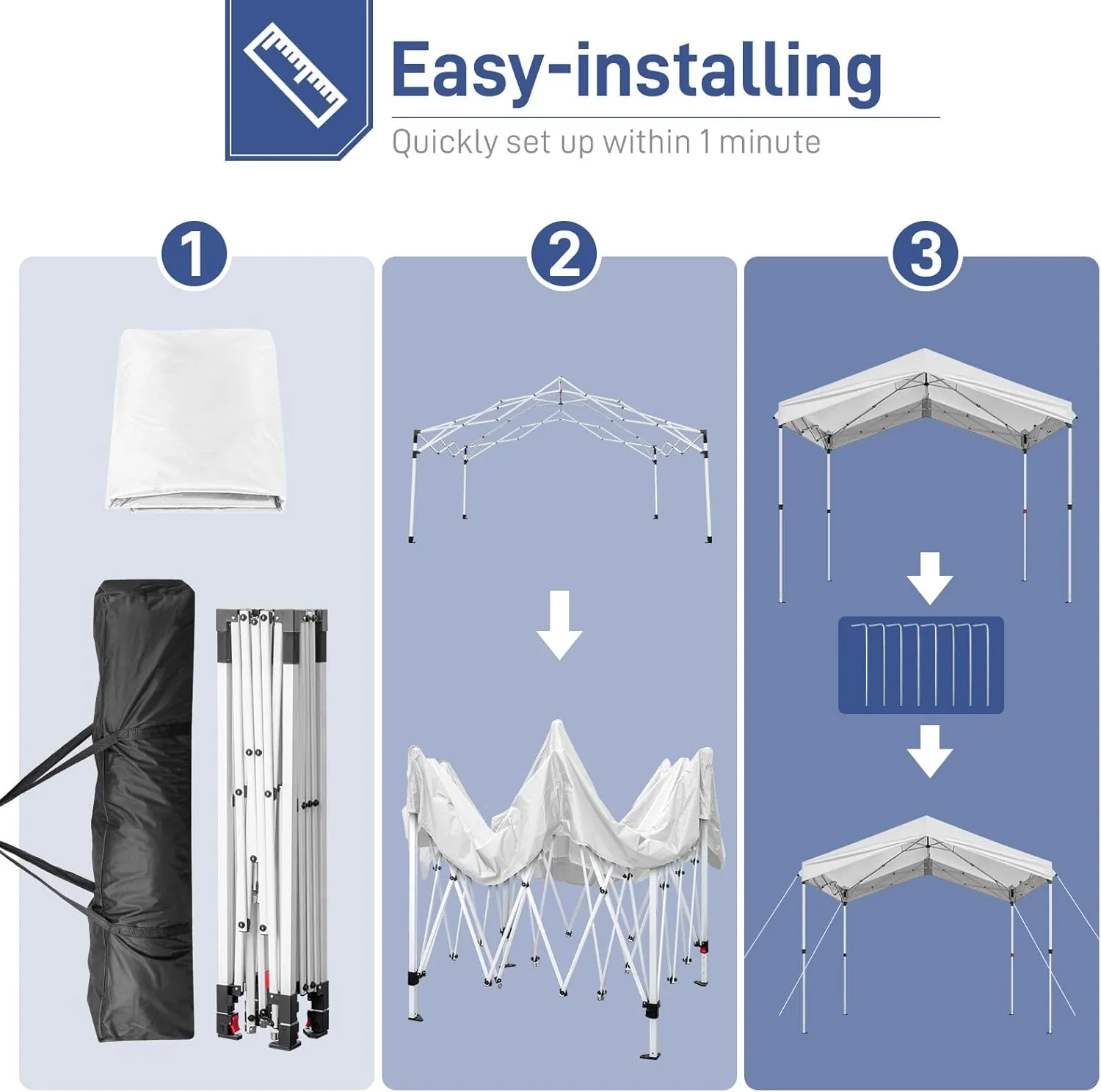 Outvita 10x10ft Instant Pop-Up Outdoor Canopy Tent, Portable Commercial Party with One Button Push Center Lock for Wedding, Birthday & BBQ Event Shelter with Convenient Carry Bag