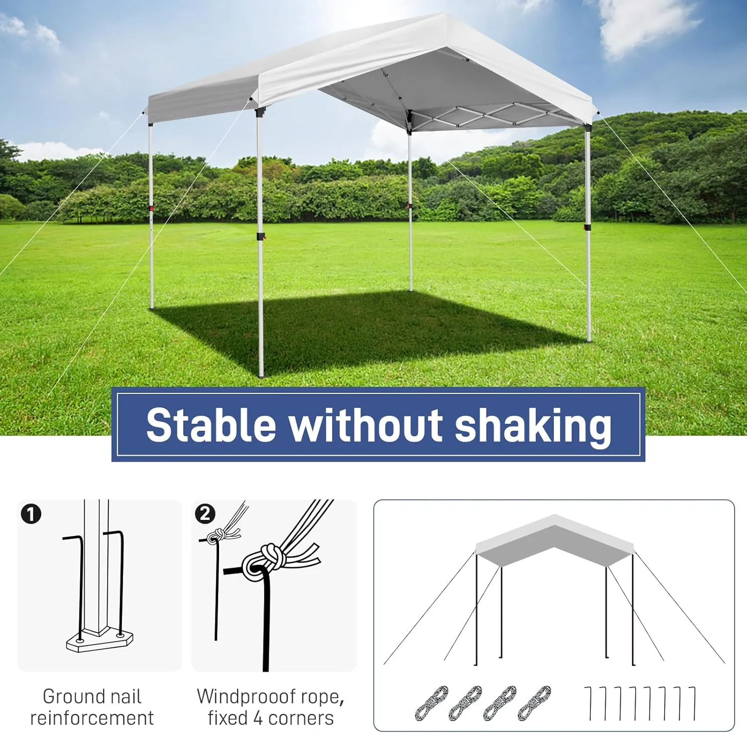 Outvita 10x10ft Instant Pop-Up Outdoor Canopy Tent, Portable Commercial Party with One Button Push Center Lock for Wedding, Birthday & BBQ Event Shelter with Convenient Carry Bag