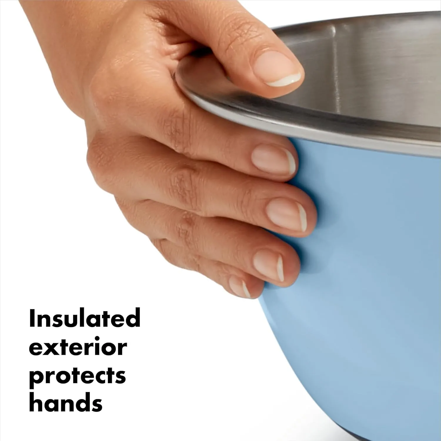 OXO Good Grips 3-Piece Stainless Steel Mixing Bowl Set - Blue/Gray, 4.7L, Multi Size