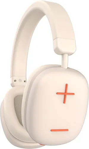 P37 Max Bluetooth Headphones Over The Ear,Beige Headphone Bluetooth with Microphone,80H Playtime,Deep Bass Memory Foam Ear Cups,audífonos inalámbricos Ideal for Travel, Home Office, Gym Workouts
