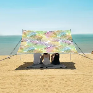 Palm Leaf Colorful Beach Canopy Tent Anti-UV & Wind Resistant, Camping Sun Shelter Easy Setup Portable,Outdoor Shade Tents with Sandbags,Sand Shovels,Ground Pegs & Stability Poles