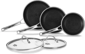Pans Set Nonstick,Hybrid Non Stick Frying Pans Set with Lid (8 10 12inch),Pan for cooking,PFOA Free Induction Cookware Sets,non stick Stainless Steel Skillets,Dishwasher and Oven Safe Kitchen set
