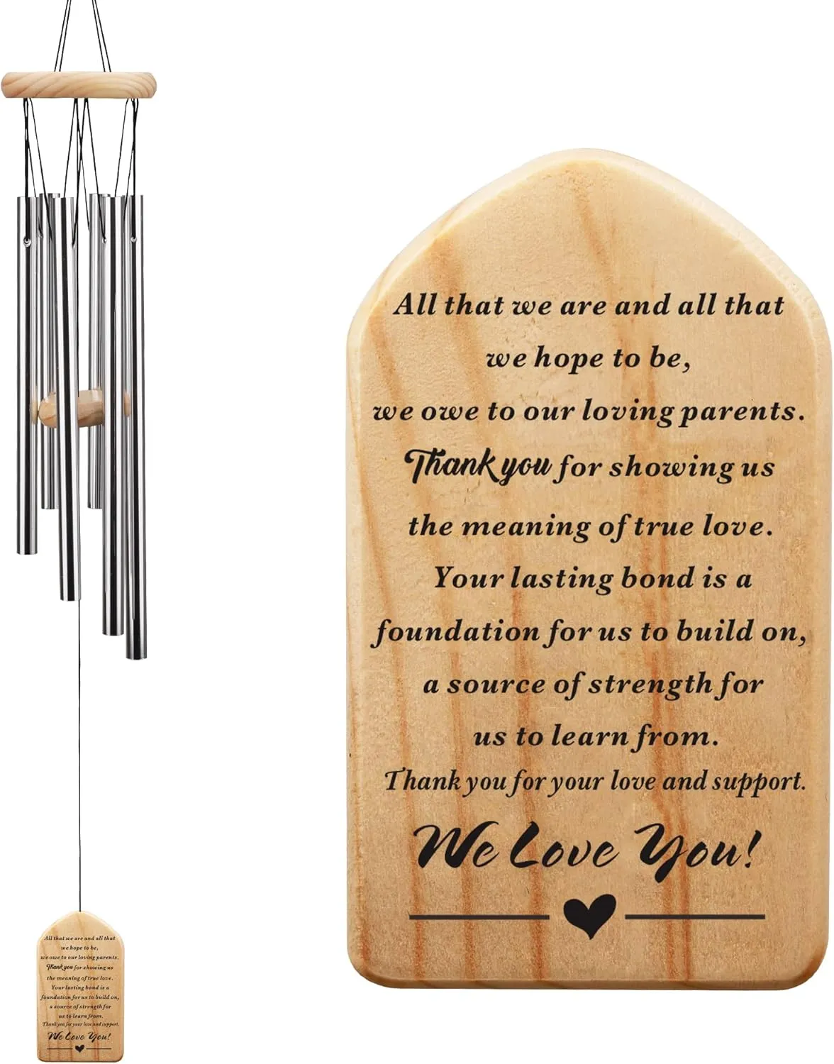 Parents Wedding Gift from Bride & Groom, Parent of Bride Thank You Wedding Wind Chime- All That We are and All That We Hope to be, We Owe to Our Loving Parents, Wedding Keepsake for Mom & Dad