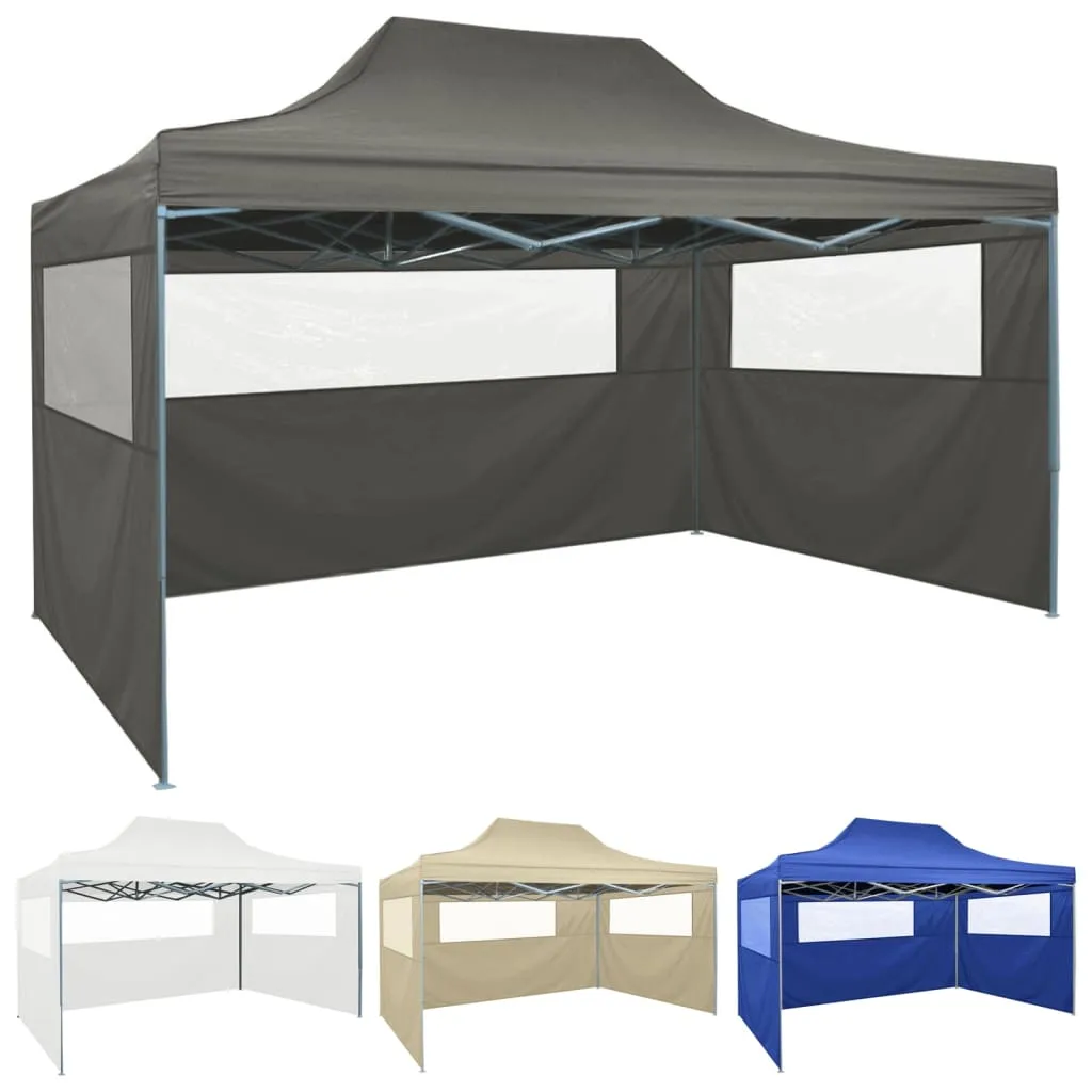 Party Tent Outdoor Canopy Folding Patio Gazebo with 3 Sidewalls Steel