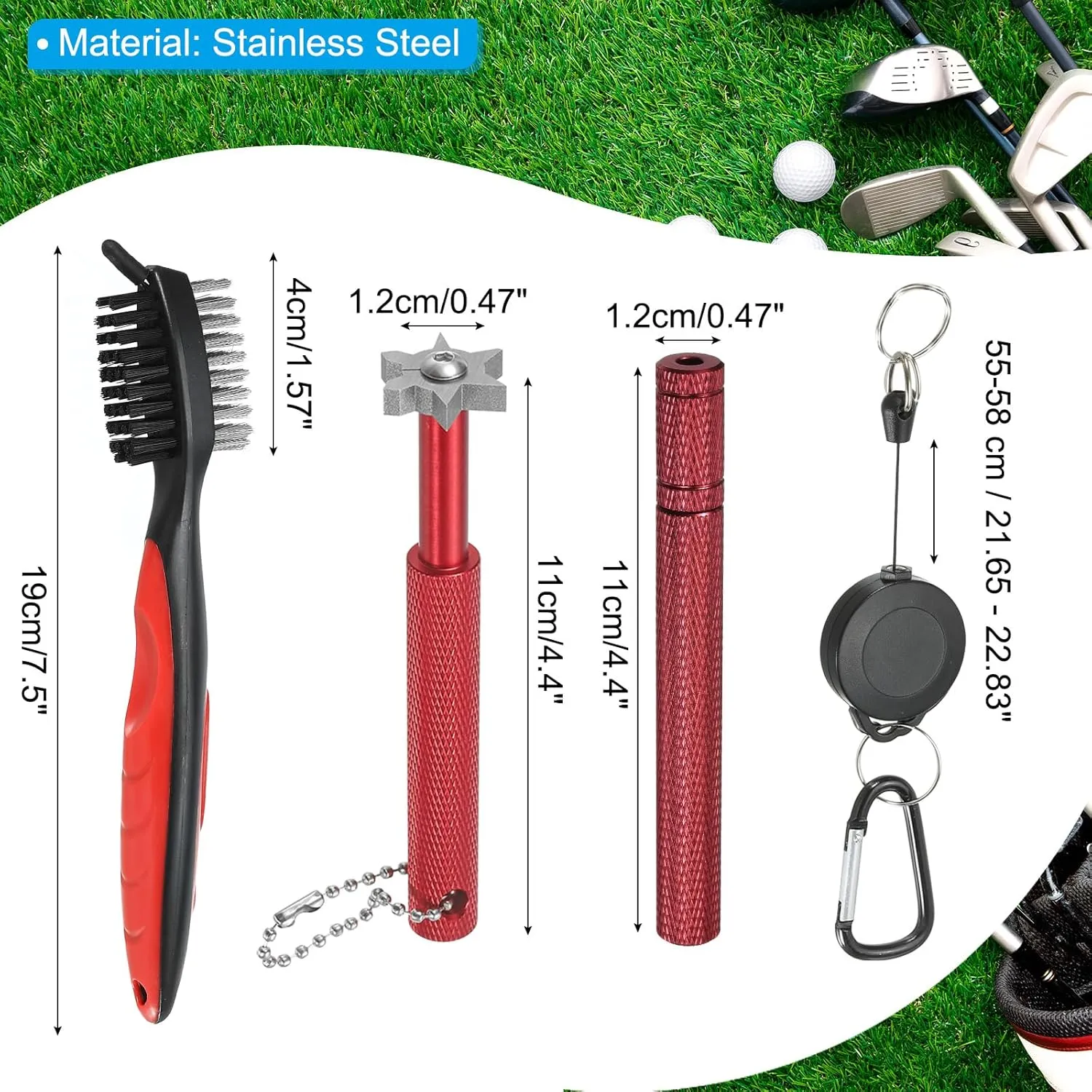 PATIKIL Golf Clean Tool Set Including Golf Club Groove Sharpener Golf Brush 6 Heads Groove Sharpener for Wedge Irons Club U & V-Grooves