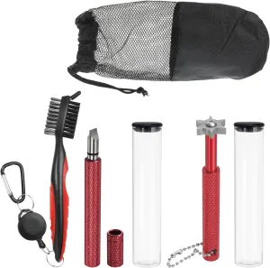PATIKIL Golf Clean Tool Set Including Golf Club Groove Sharpener Golf Brush 6 Heads Groove Sharpener for Wedge Irons Club U & V-Grooves
