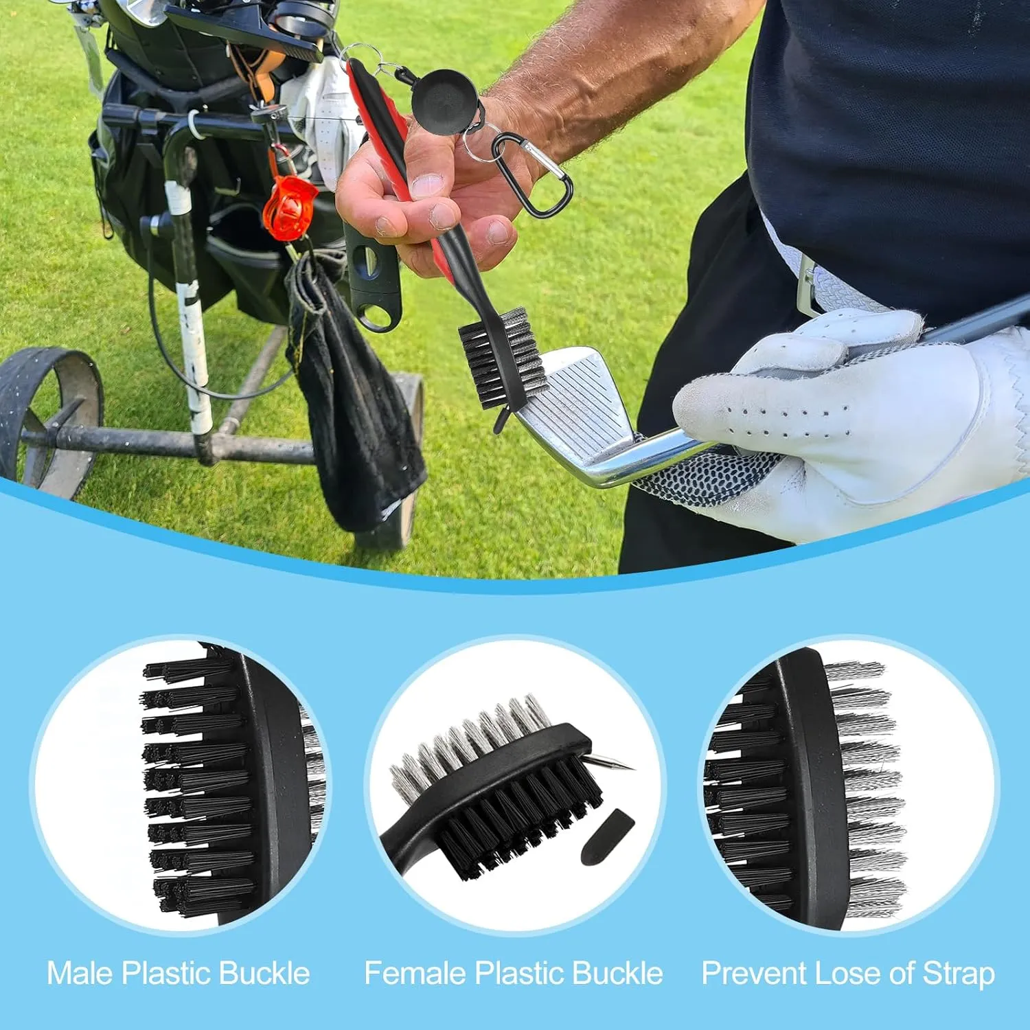 PATIKIL Golf Clean Tool Set Including Golf Club Groove Sharpener Golf Brush 6 Heads Groove Sharpener for Wedge Irons Club U & V-Grooves