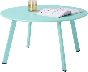 Patio Coffee Table - Metal Steel Outdoor Round Table Weather Resistant Anti-Rust Outdoor Table (Green)
