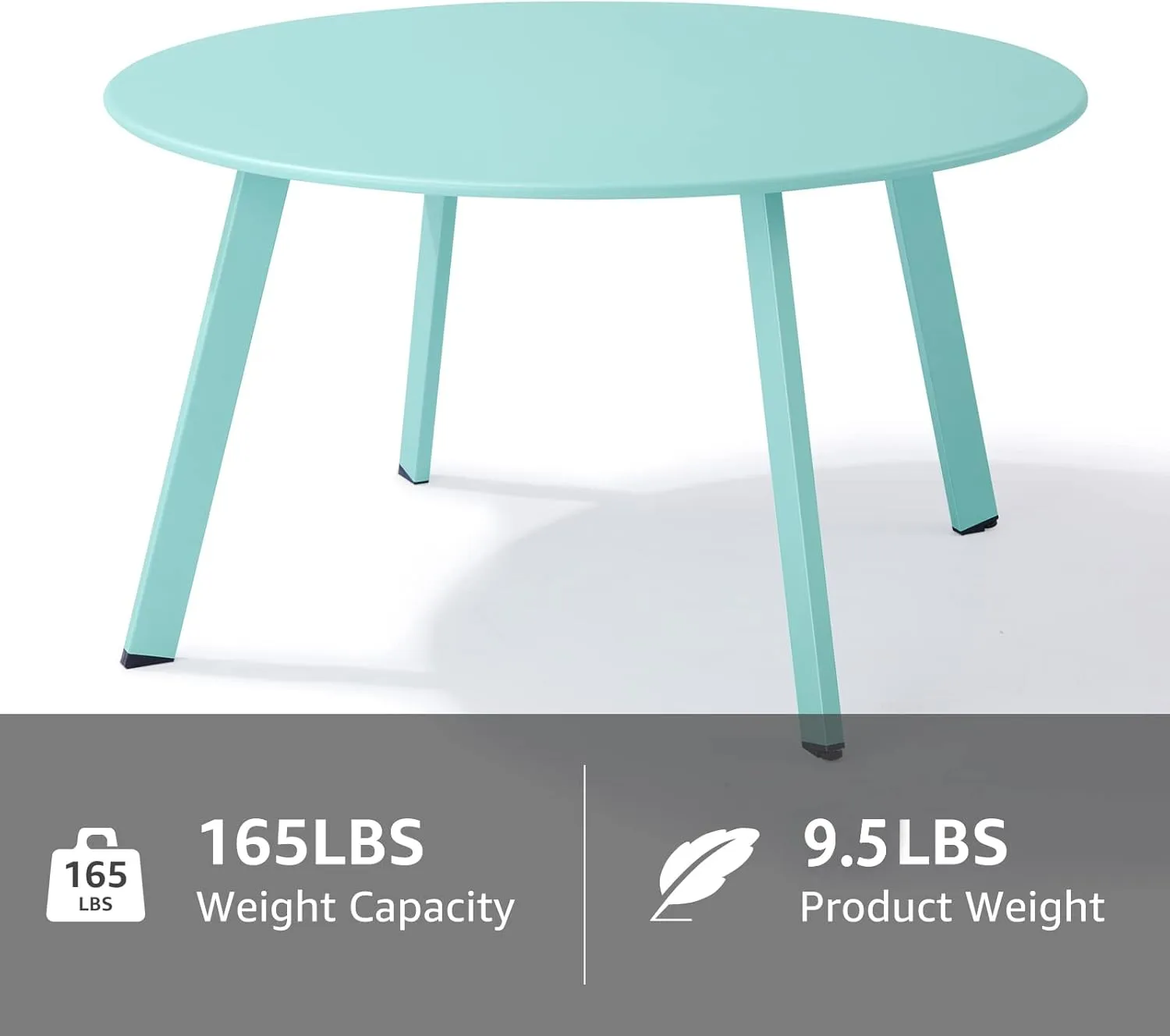 Patio Coffee Table - Metal Steel Outdoor Round Table Weather Resistant Anti-Rust Outdoor Table (Green)