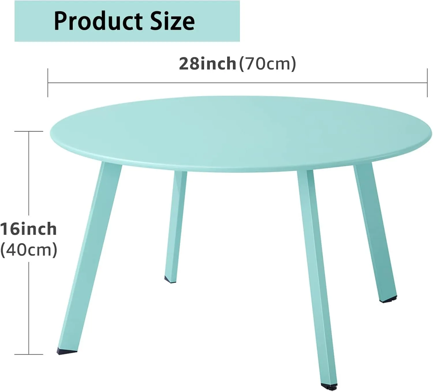Patio Coffee Table - Metal Steel Outdoor Round Table Weather Resistant Anti-Rust Outdoor Table (Green)