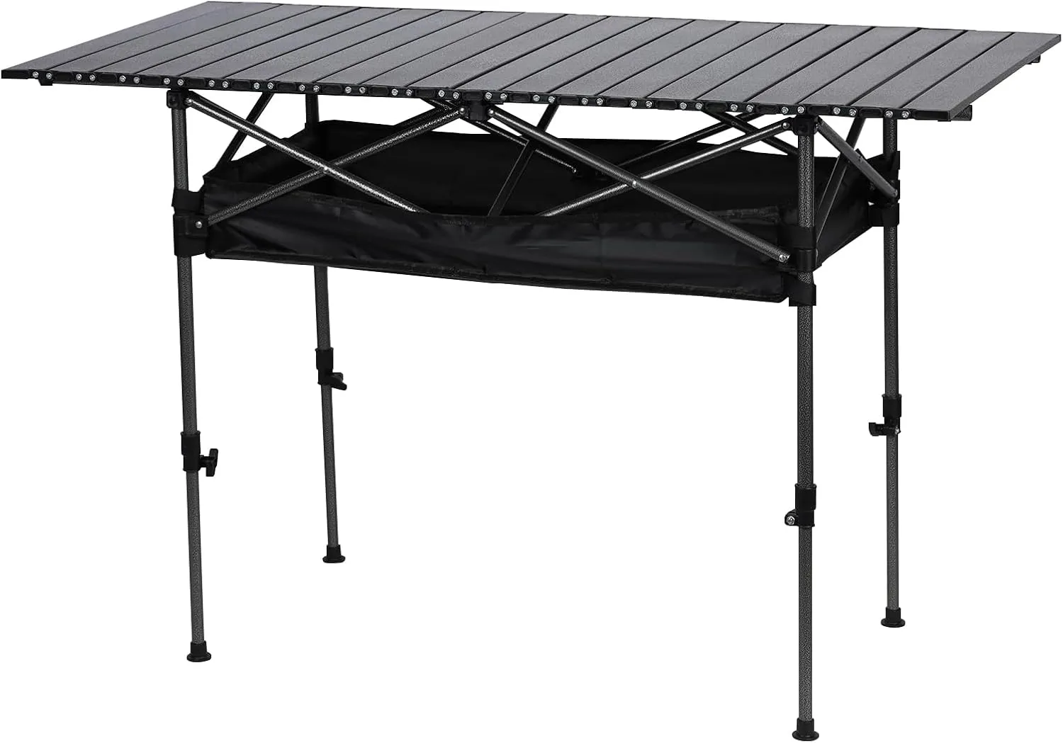 Patio Dining Table Adjustable Height Folding Table 47" Protable Camping Table Outdoor Roll-Up Picnic Tables with Largeg Storage Bag,Folding Desk with Carrying Bag for Picnic,Camping,BBQ,Back