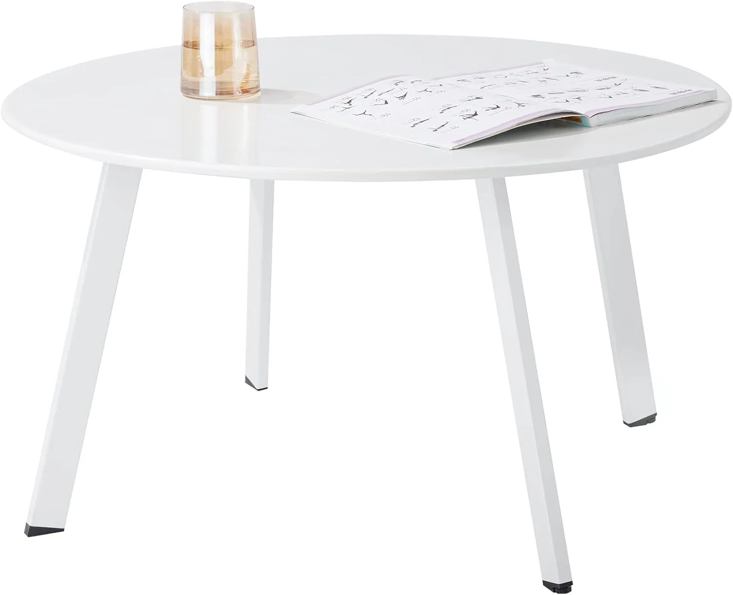Patio Round Table - Metal Outdoor Coffee Table, Weather Resistant, Anti-Rust - White