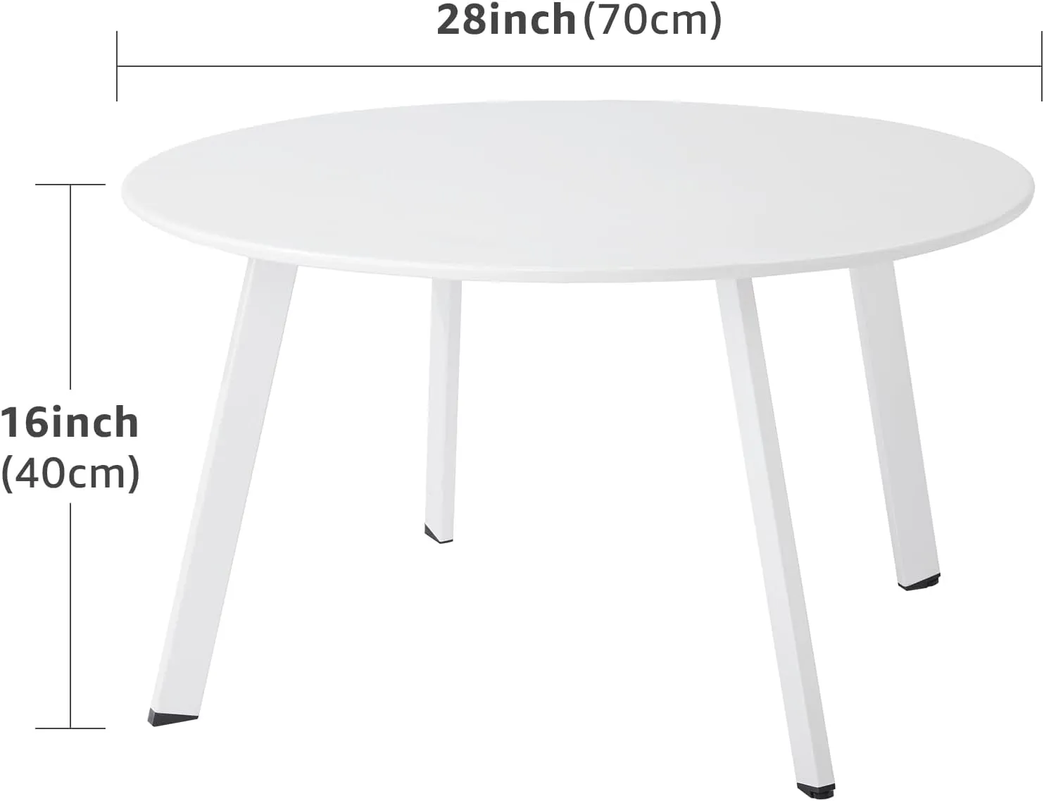 Patio Round Table - Metal Outdoor Coffee Table, Weather Resistant, Anti-Rust - White