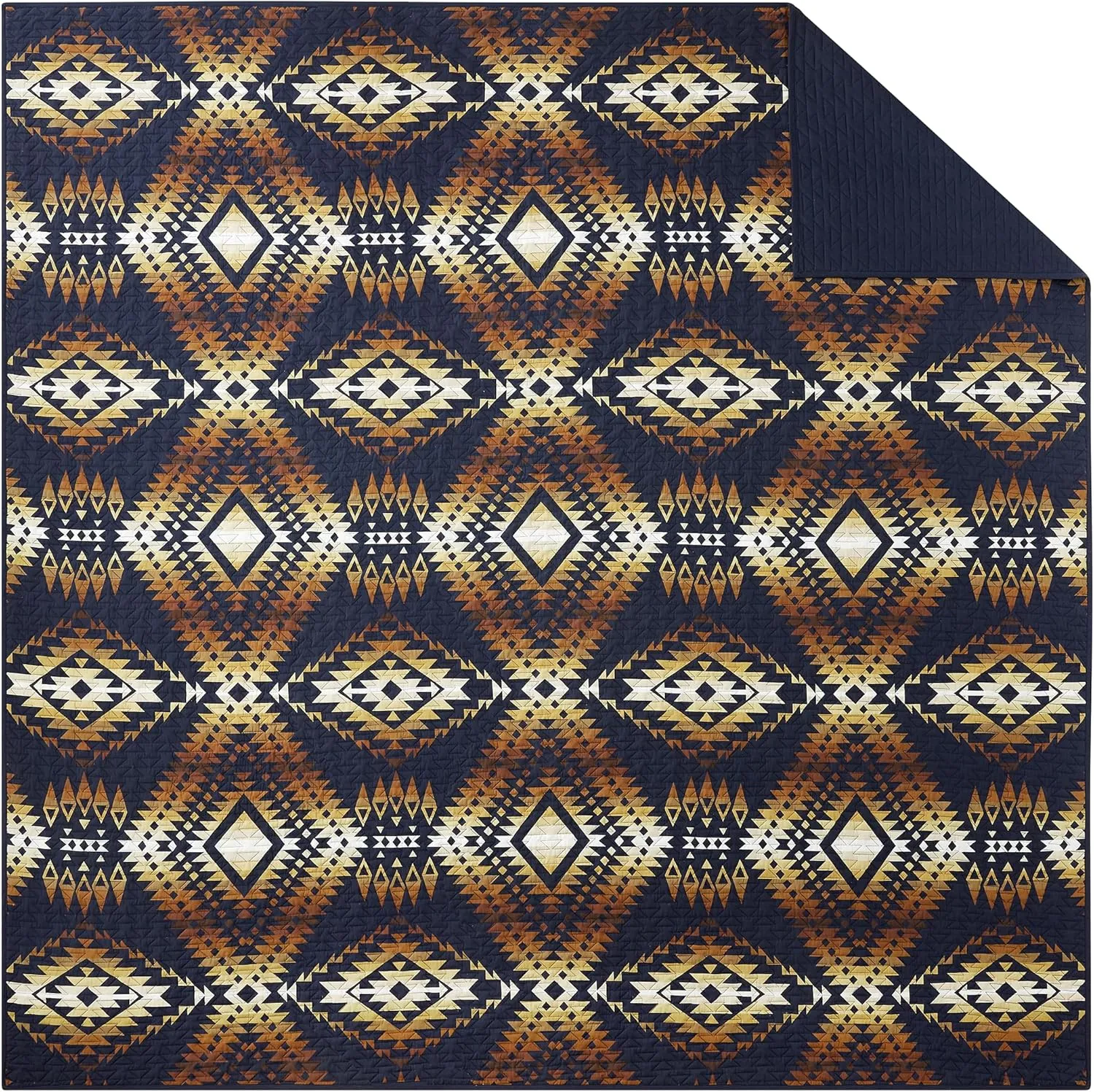 PENDLETON Mission Trails Full/Queen Size Quilt Set Breathable Cotton Bedding Cover, Rustic Home Decor Bedspread, Cozy Lightweight Quilt with Matching Pillowcases, Full/Queen, Sky Captain