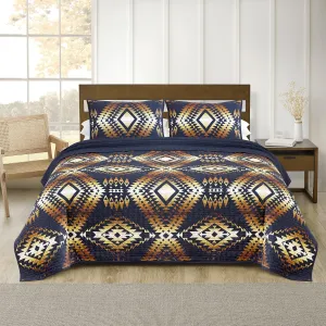 PENDLETON Mission Trails Full/Queen Size Quilt Set Breathable Cotton Bedding Cover, Rustic Home Decor Bedspread, Cozy Lightweight Quilt with Matching Pillowcases, Full/Queen, Sky Captain