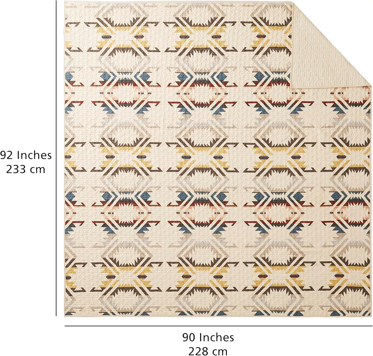 Pendleton White Sands Full/Queen Quilt Bedding Set with 2 Shams Premium Cotton Lightweight Quilted Bedspread Coverlet for Bed Rustic Home Decor Machine Washable, 90-inch x 92-inch, Beige Diamond Print
