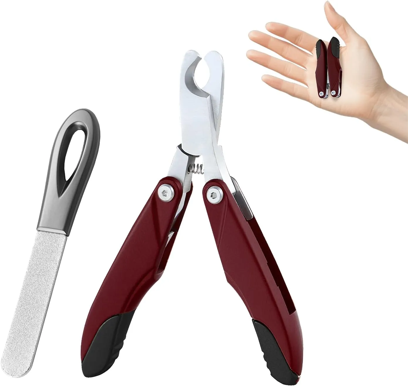 Pet Nail Clippers for Small to Medium Dogs, Cats & Small Animals, Foldable Steel Sharp Grooming Trimmer with Nail File, 3-in-1 Professional Grooming Tool for Pets