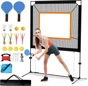 Pickleball Set, Portable All-in-One Multi-Game Combo with Paddle Game with Net, Easy Setup Pickleball Net,for Backyard, Park, Gym, Beach, Indoor & Outdoor Sports, 90.5x59 in