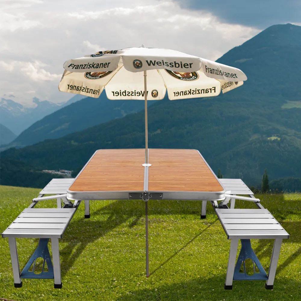 Picnic Table Portable Folding Travel Instant Setup Case Umbrella Adult 4 Seat