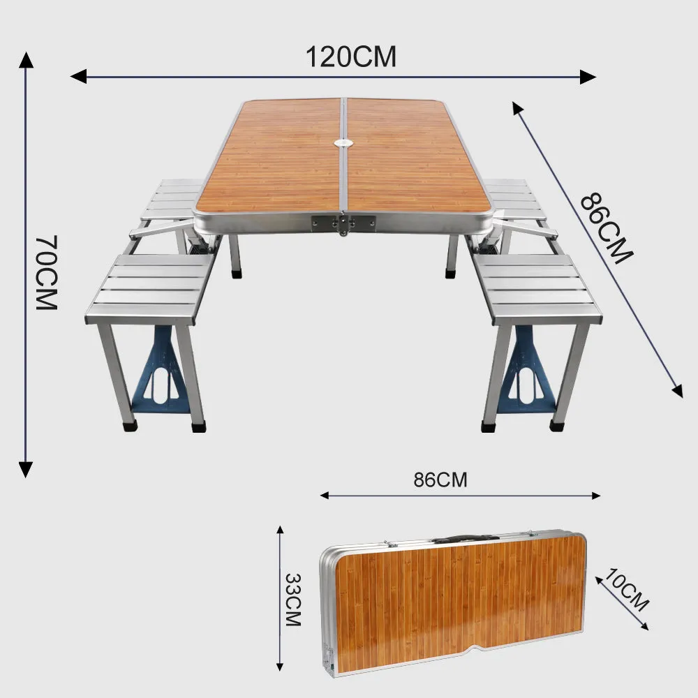 Picnic Table Portable Folding Travel Instant Setup Case Umbrella Adult 4 Seat