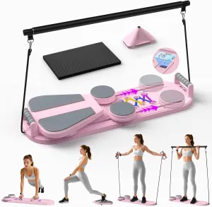 Pilates Board, Pilates Reformer Set for Home, Multifunctional Abdominal Board, Multi-Purpose Foldable Pilates Reformer Board, Core Workout Equipment, Pink