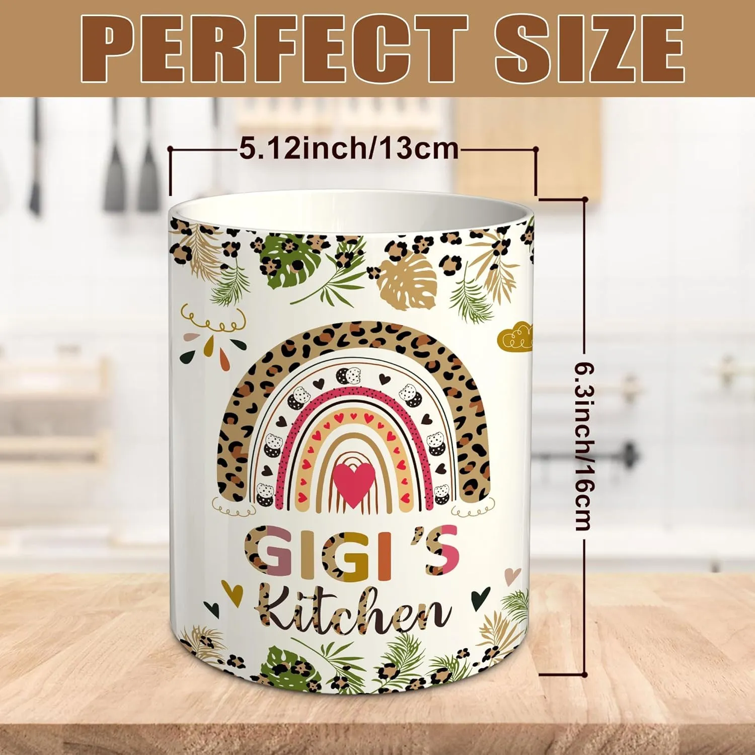 pinata Gigi Gifts for Grandma, Gifts for Gigi, Ceramic Utensil Holder with Non-Slip Mat, Best Gigi's Mothers Day Birthday Kitchen Gift