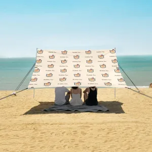 Pixel Bubble Tea Cartoon Beach Canopy Tent Anti-UV & Wind Resistant, Camping Sun Shelter Easy Setup Portable,Outdoor Shade Tents with Sandbags,Sand Shovels,Ground Pegs & Stability Poles