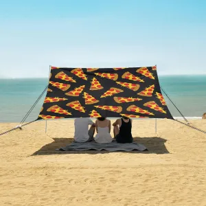 Pizza Doodle Pattern Beach Camping Tent Sun Shelter for Whole Family, Beach Shade Canopy with UPF50  UV Protection,Easy Set Up and Carry,Outdoor Shade for Trips, Fishing, Backyard Fun Picnics
